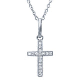 0.06ct 14k White Gold Diamond Cross Necklace